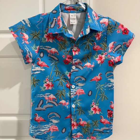 n/a Other - Tropical Blue Kids Hawaiian Shirt Flamingos 4T. Beach Vacation Tommy Bahama
